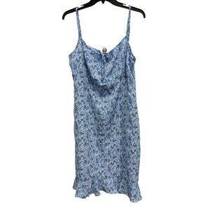VTG Y2K Lisa Jo Babydoll Dress Womens Large Blue Floral Coquette‎ Cottagecore
